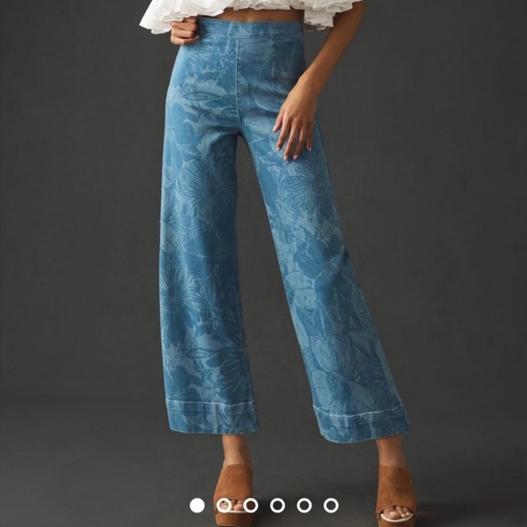 NWT Anthropologie Pilcro The Skipper High Rise Wide Leg Cropped Floral  Size 33T - Picture 13 of 13